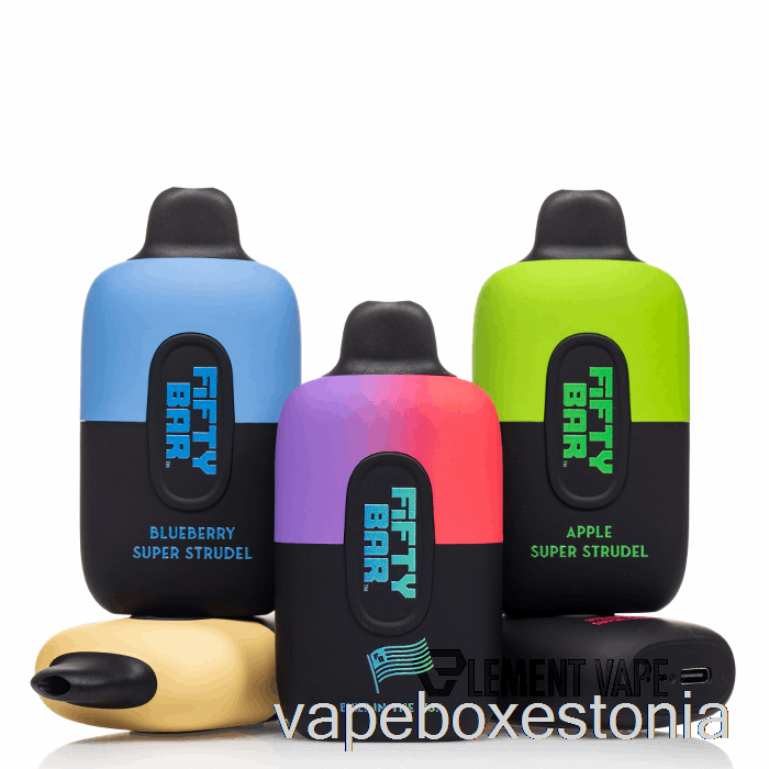 Vape Box Estonia Fifty Bar 6500 ühekordne Aaloe Kiivi Maasikas